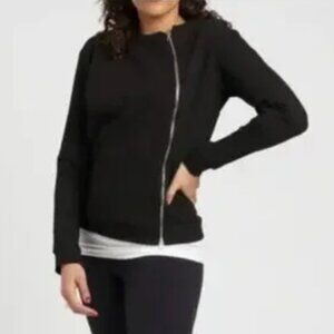 Universal Standard Meridian Stretch Cotton Asymmetric Zip Sweatshirt Black 14-16